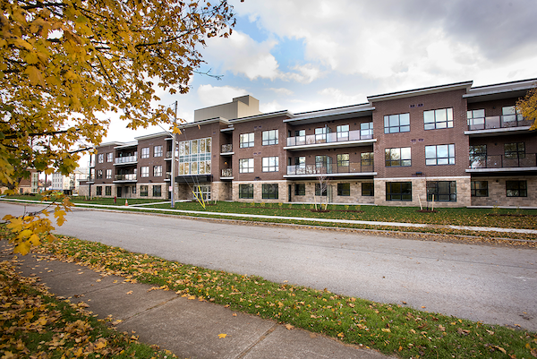 Low-rise apartment building representing attainable housing options